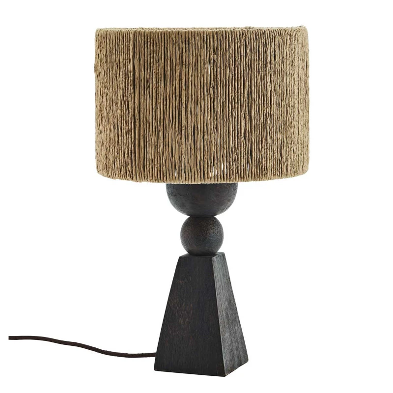 Lampe à poser en bois marron et naturel