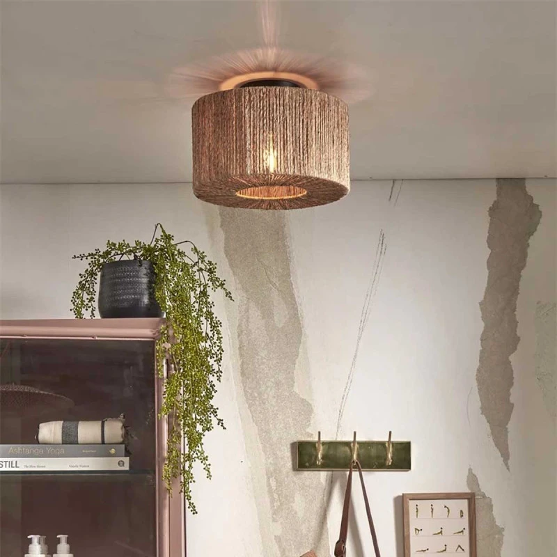 Plafonnier conique en jute couleur naturelle