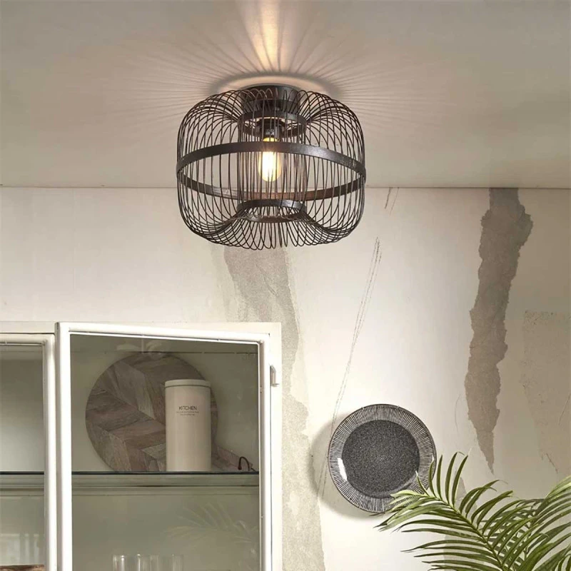 Plafonnier noir en bambou Hokkaido