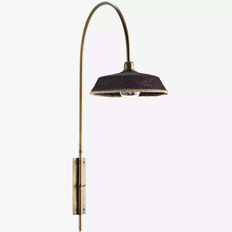 Grande applique murale fibres naturelles et laiton