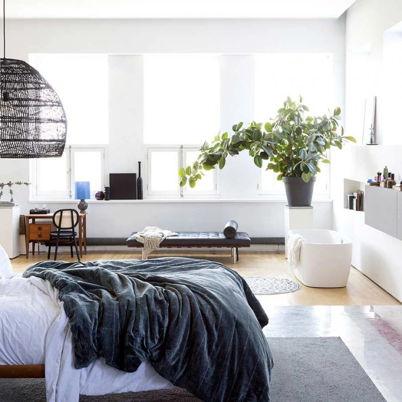 Suspension en osier noir 60cm