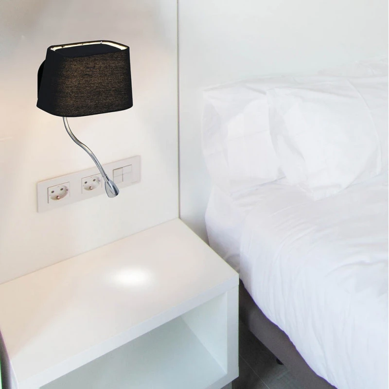 Applique chevet noire avec liseuse et interrupteur