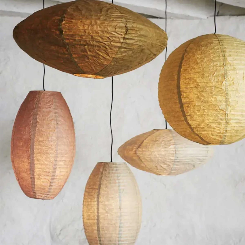 Abat-jour allongé en papier beige