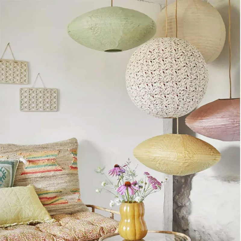 Abat-jour en papier beige sable