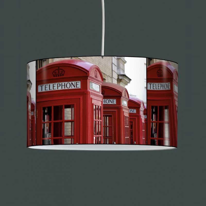 Lampe suspension London cabine telephone rouge