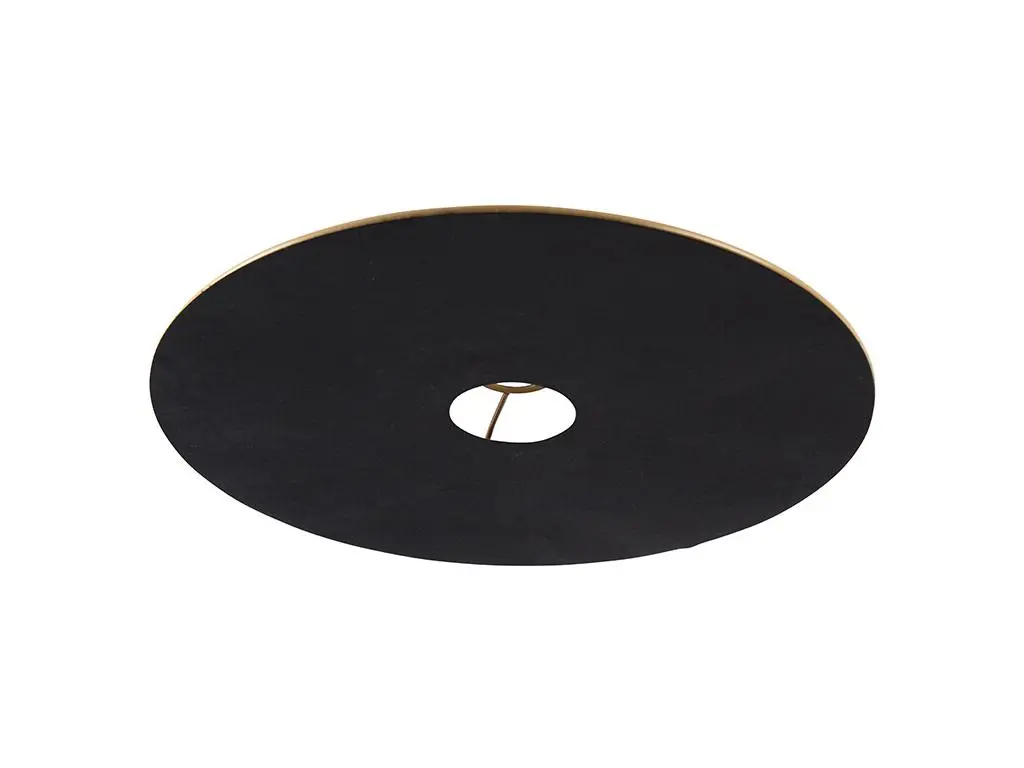 Abat-jour plat en velours noir avec or 45 cm