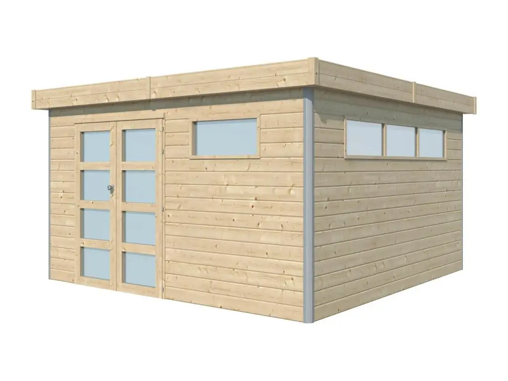 Chalet en bois profil aluminium contemporain 14.82 m² Sans option