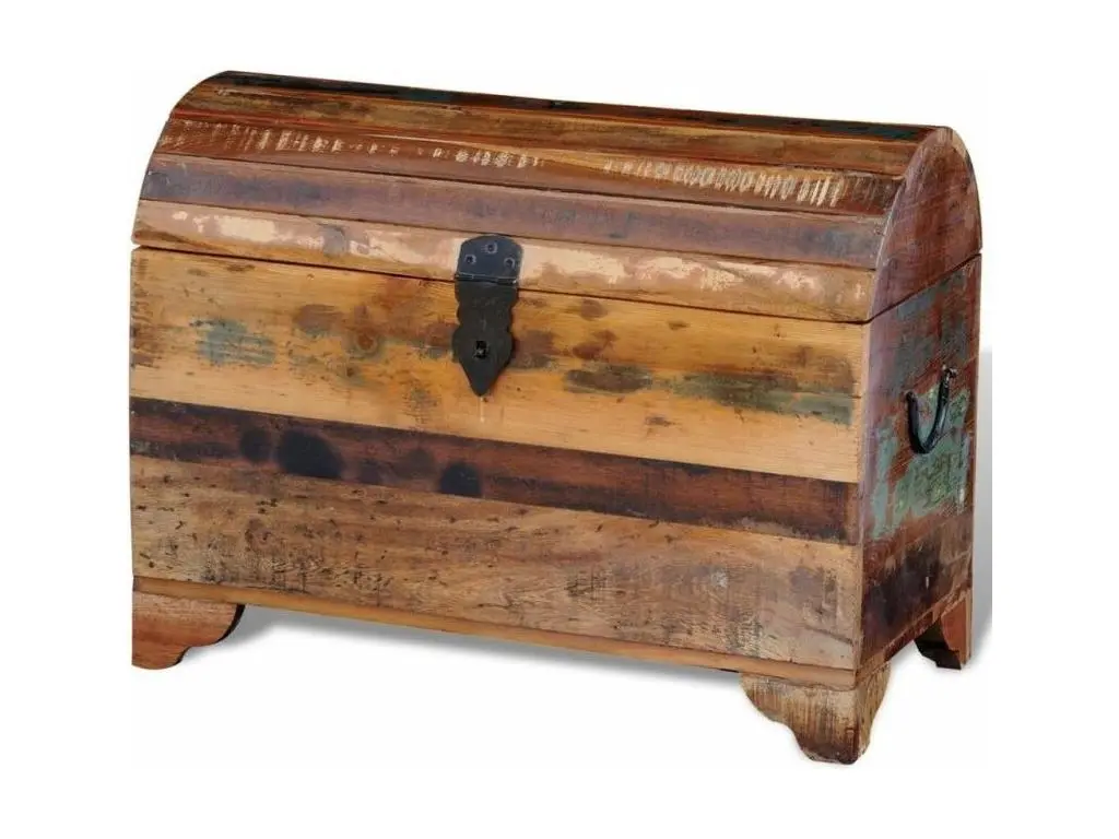 Coffre de rangement bois massif recyclé clair Stroom 2