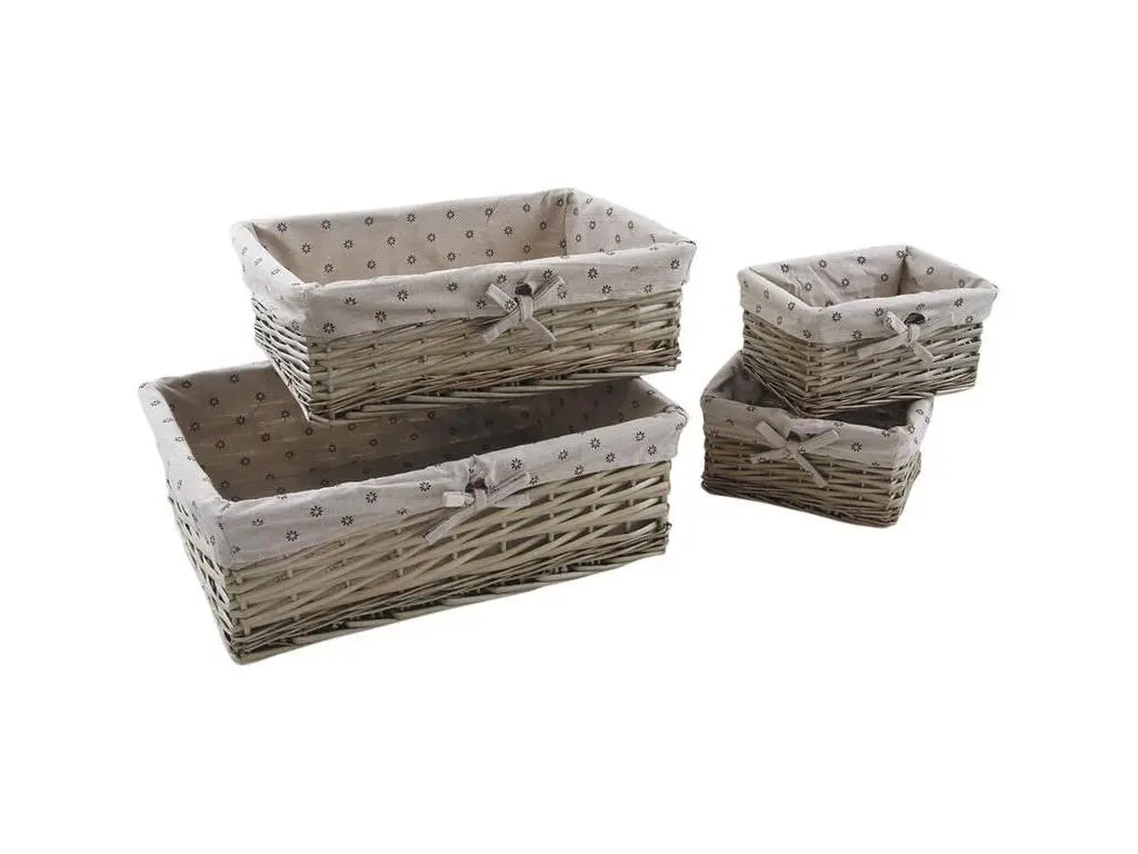 Corbeille rangement avec doublure tissu (Lot de 4)