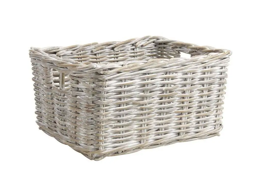 Corbeille de rangement en poelet patiné Longueur 48cm