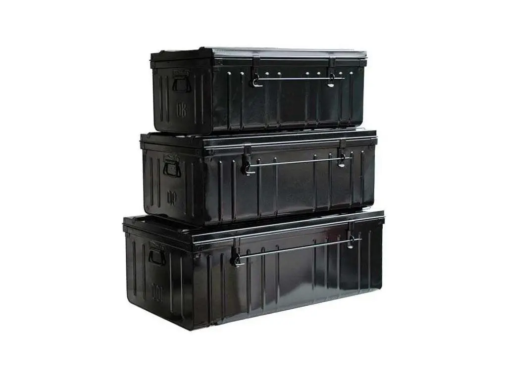 Cantine de rangement Premium en acier noir Lot de 3 : 95, 130 et 175 litres
