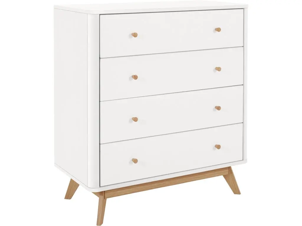 Avery | Commode avec 4 tiroirs en MDF blanc