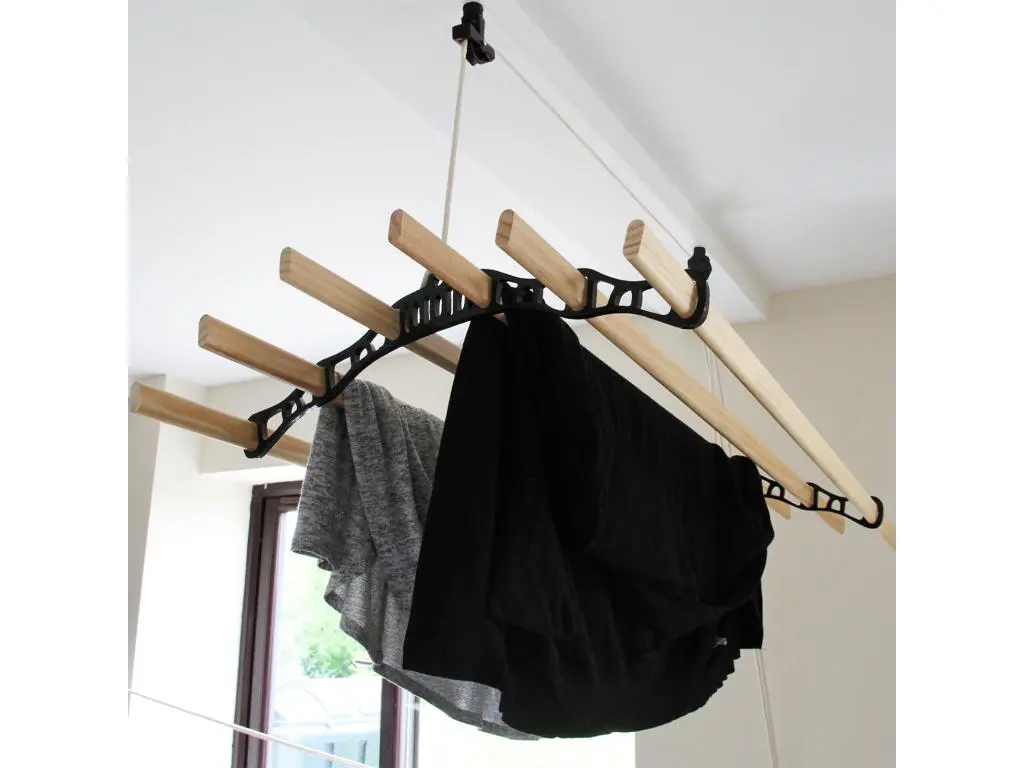 Etendoir à Linge Suspendu de 1,4 Mètre - Poulie Noir