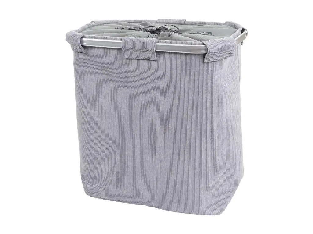 Bac à linge HWC-C34, Boîte à linge Panier à linge 2 compartiments 56x49x30cm 82l - gris