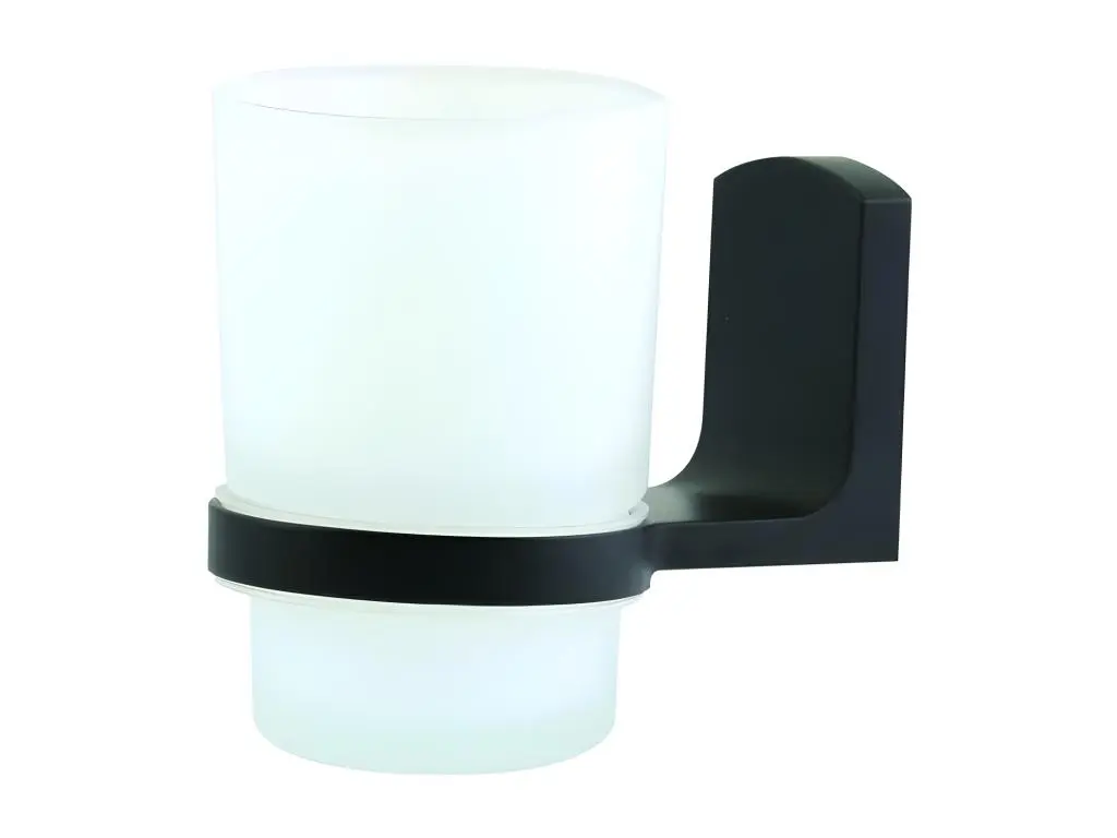 Gobelet à fixer Verre & Chromé TAKU Transparent & Noir Spirella