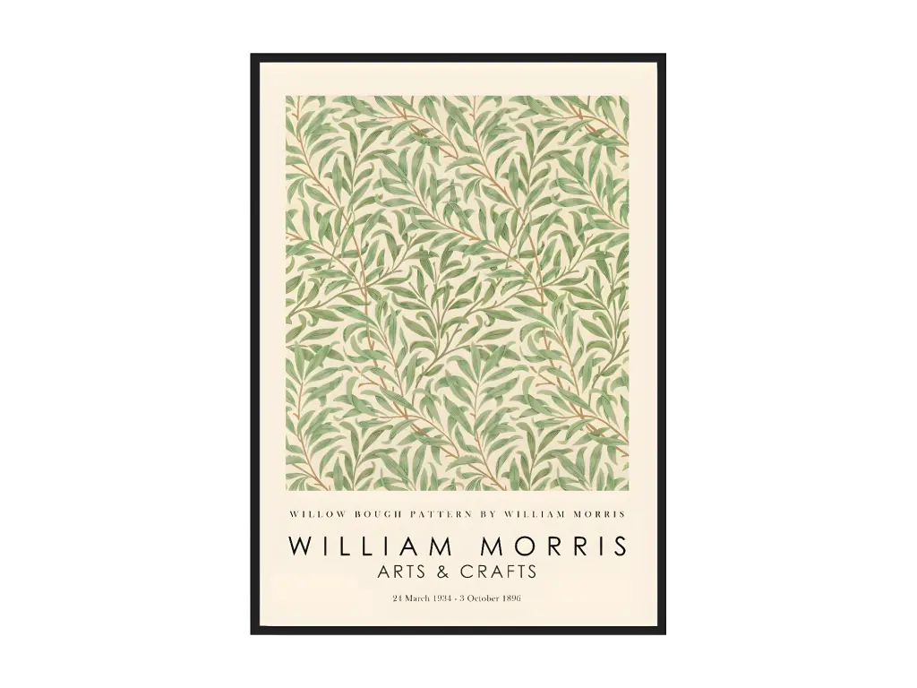 Affiche décorative avec cadre noir 30 x 40 cm willow bough pattern