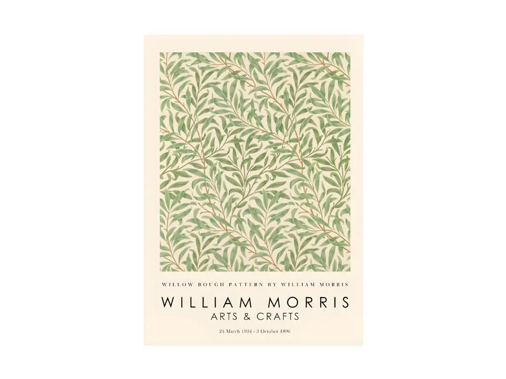 Affiche décorative avec cadre blanc 30 x 40 cm willow bough pattern