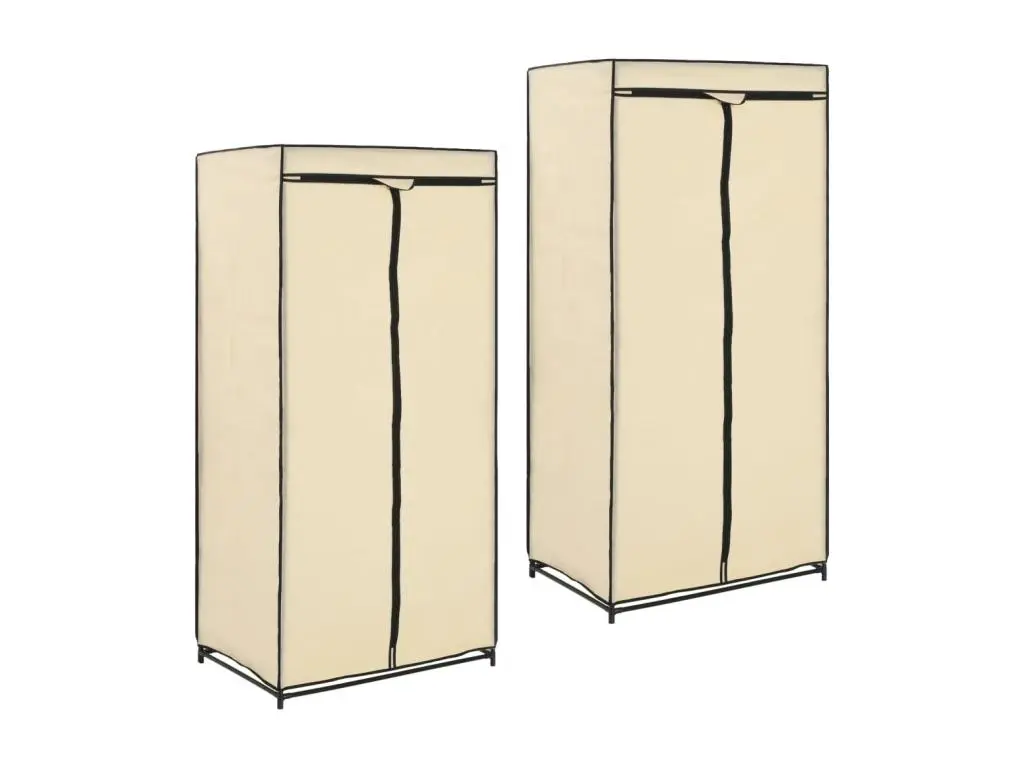 2 pcs Garde-robes Crème 75x50x160 cm