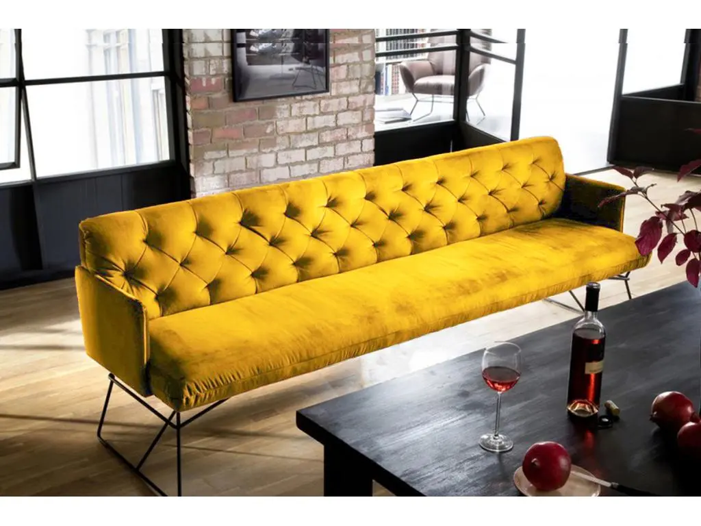 Banc - jaune Velours - CHARME