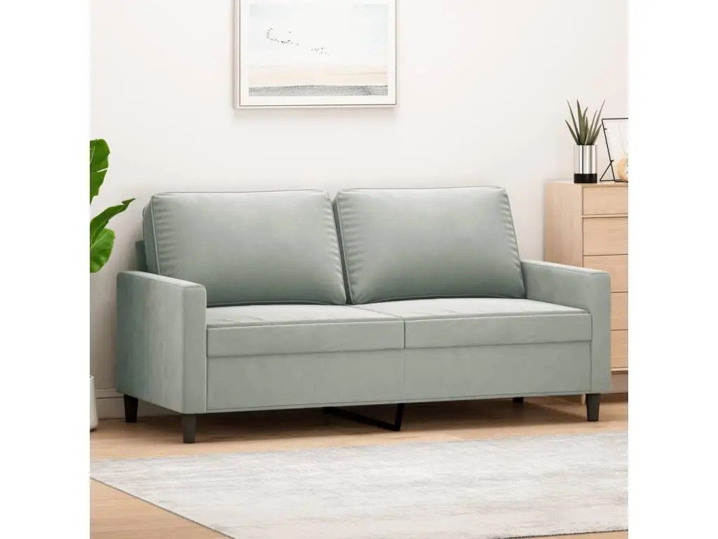 vidaxl Canapé à 2 places Gris clair 140 cm Velours