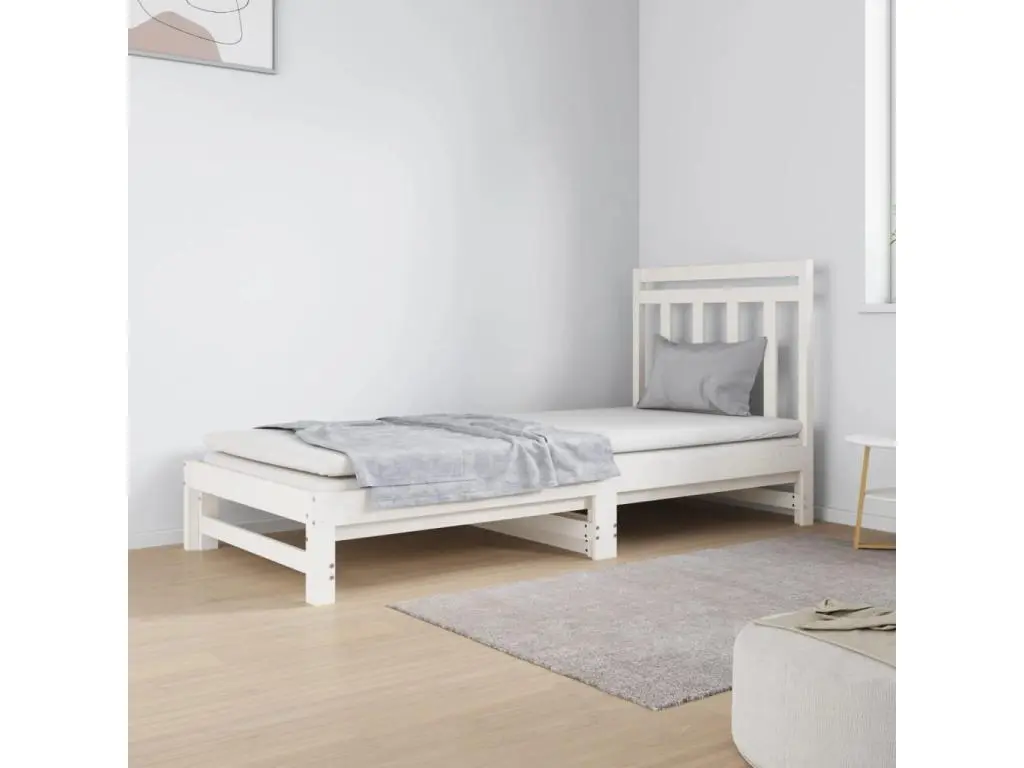 vidaxl Lit coulissant Blanc 2x(90x190) cm Bois de pin massif