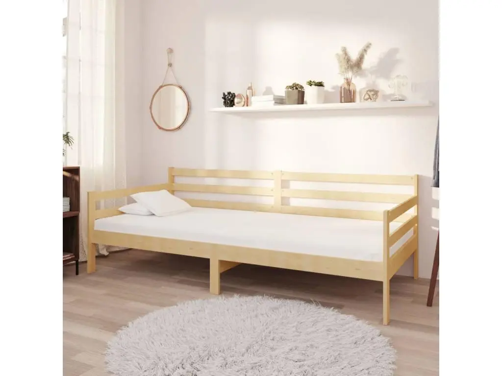 vidaxl Lit de repos avec matelas 90x200 cm Bois de pin massif