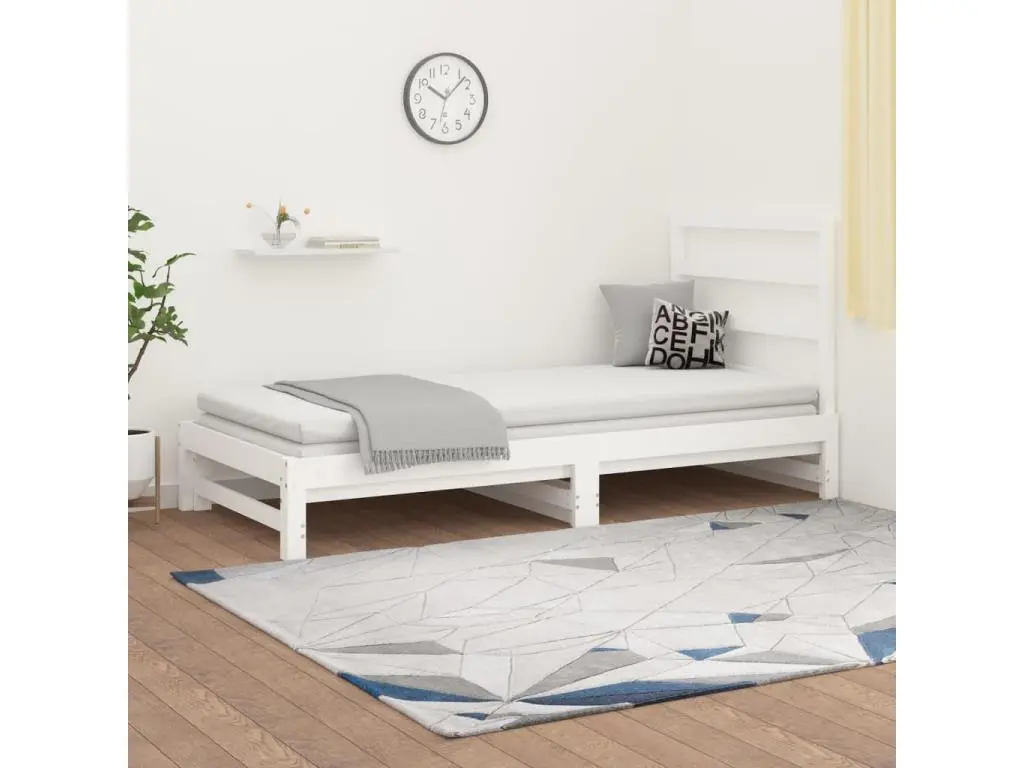 vidaxl Lit coulissant Blanc 2x(90x190) cm Bois de pin massif