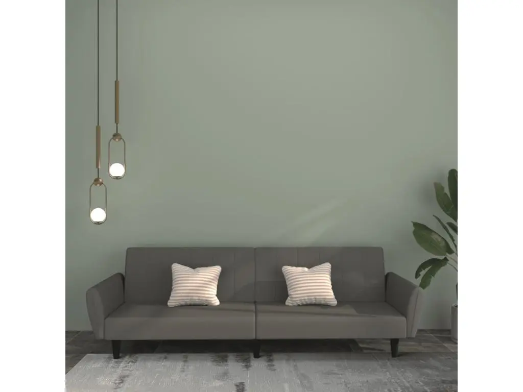 Canapé-lit à 2 places gris foncé velours