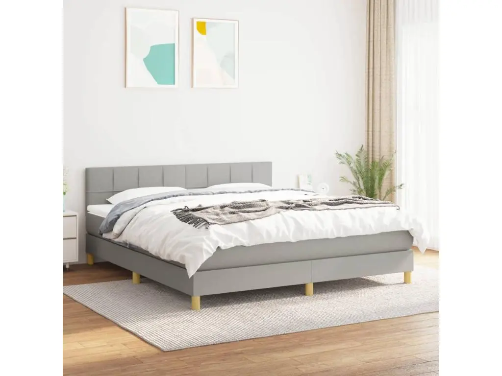 vidaxl Sommier à lattes de lit avec matelas Gris clair 180x200cm Tissu