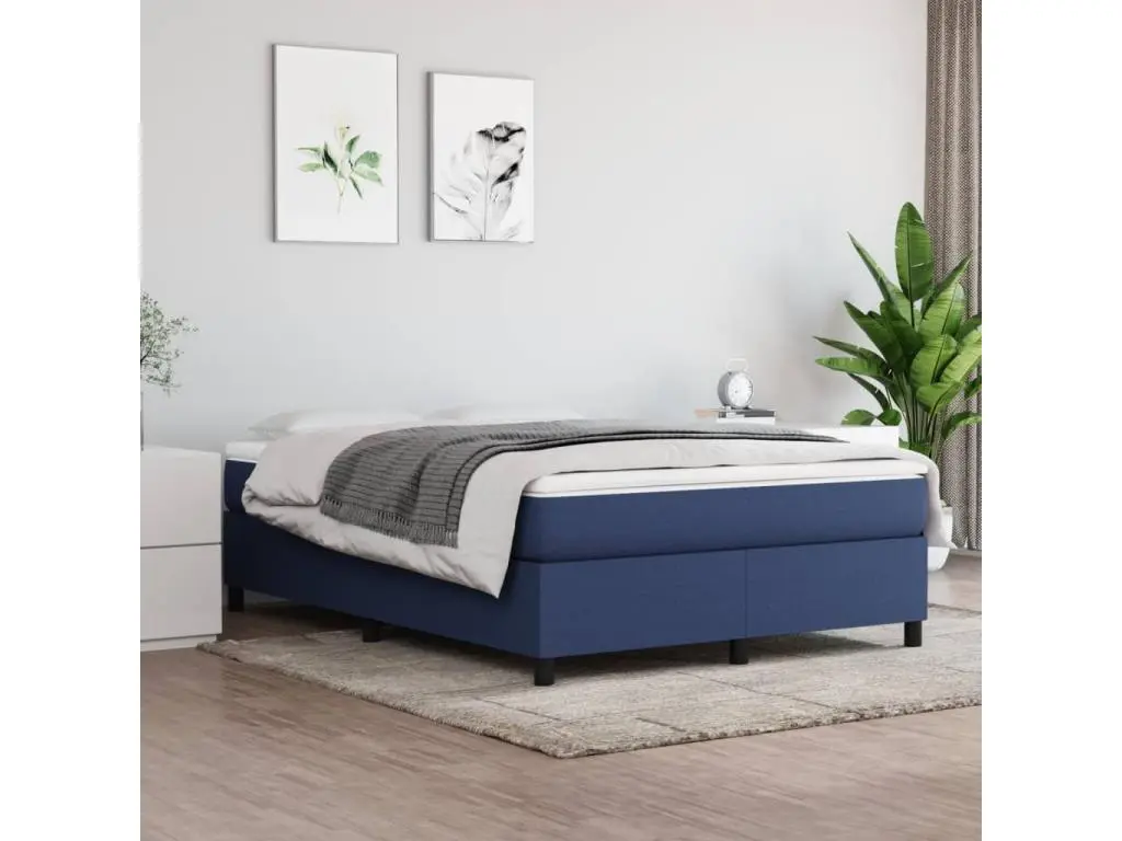 vidaxl Cadre de lit Bleu 140x190 cm Tissu