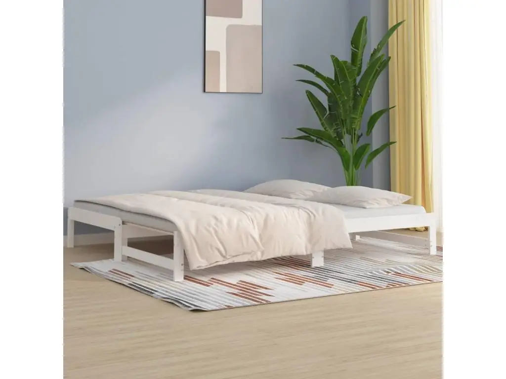 vidaxl Lit coulissant Blanc 2x(90x190) cm Bois de pin massif