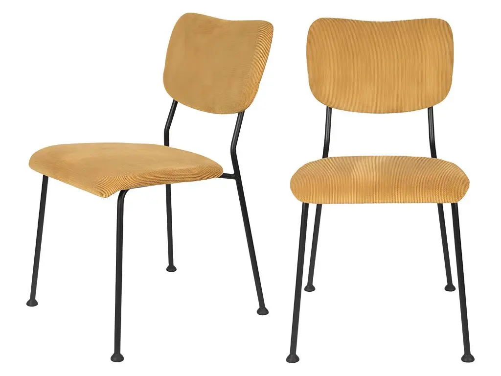 Benson - Lot de 2 chaises en velours côtelé - Couleur - Ocre