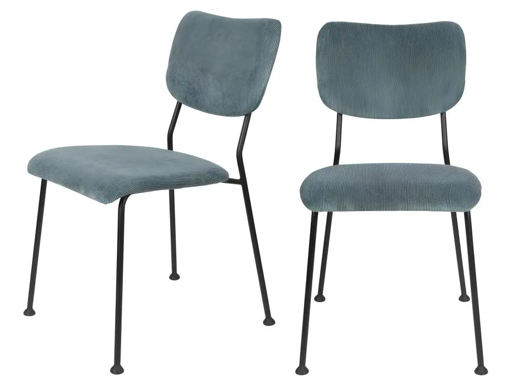 Benson - Lot de 2 chaises en velours côtelé - Couleur - Gris