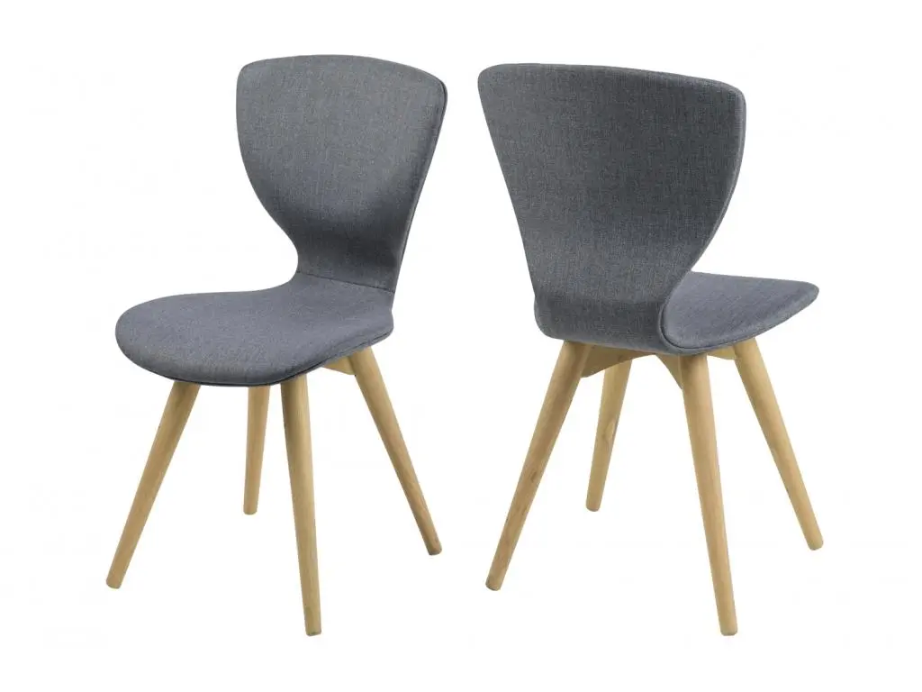 Gus Chaise de salle à manger en tissu, gris foncé et pieds en chêne, blanc.