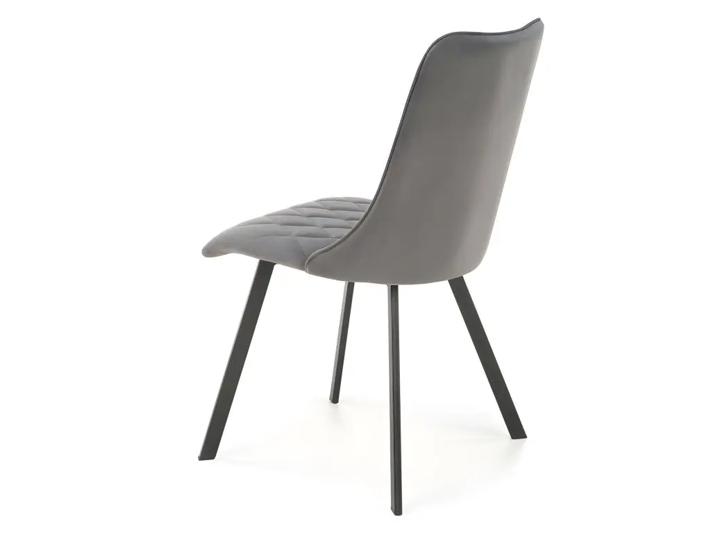 Chaise de salle à manger capitonnée en velours gris et pieds en métal noir ODUNA