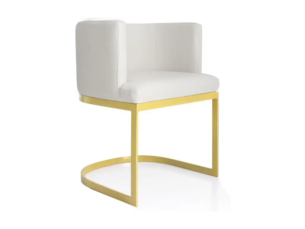 Chaise / Fauteuil Noellie Simili P.U. Blanc pieds Or