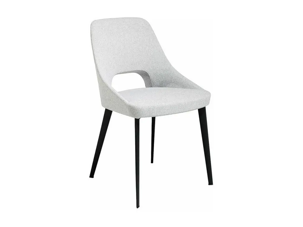 Chaise en tissu blanc et pieds en acier noir Barbra - Lot de 2-Couleur DUO 16