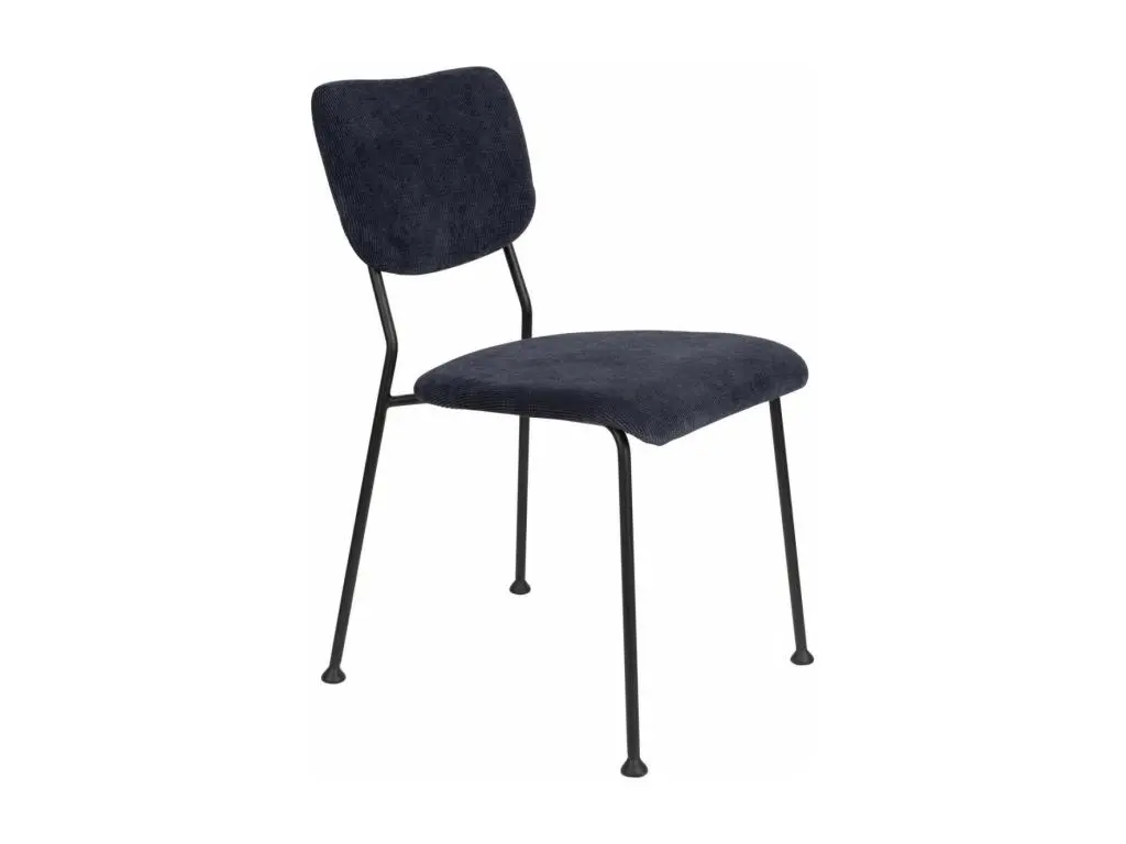 BENSON - Chaise de repas velours bleu foncé