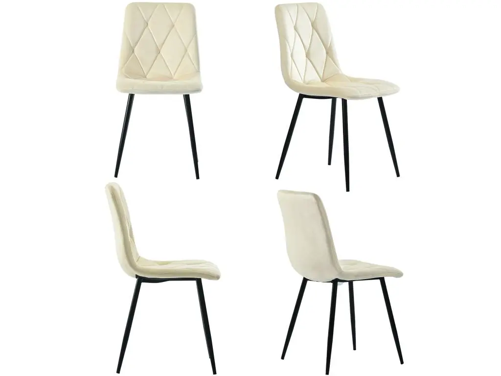 Chaise - ensemble de 4 chaises rembourrées en velours côtelé pour salle à manger, couleur beige