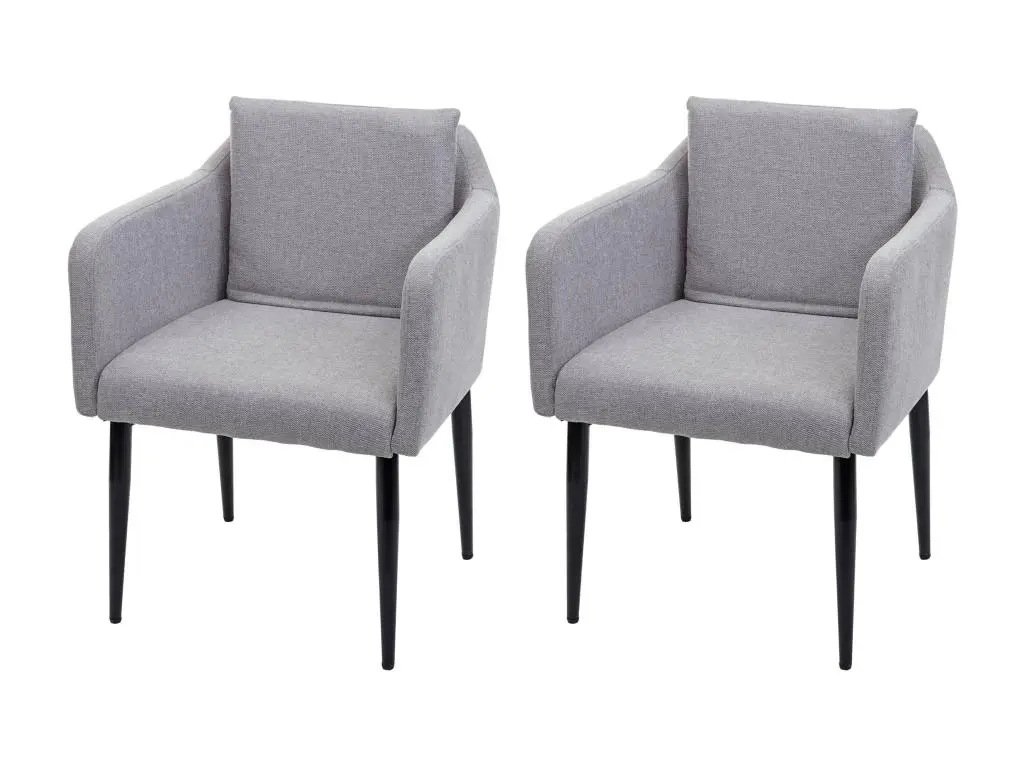 2x Chaise de salle à manger HWC-H93, chaise de cuisine chaise longue - tissu/textile gris clair