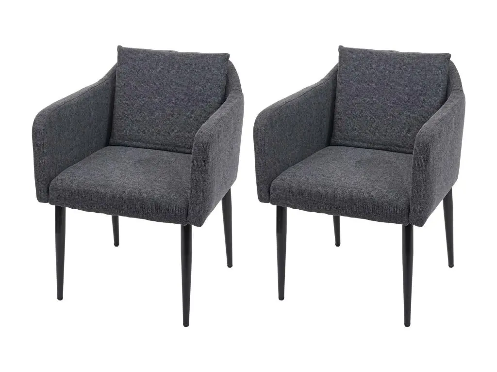 2x Chaise de salle à manger HWC-H93, chaise de cuisine chaise longue - tissu/textile gris foncé