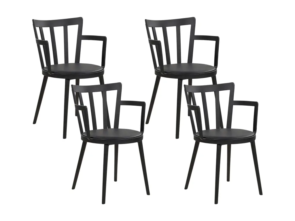 Lot de 4 chaises de salle à manger noires MORILL