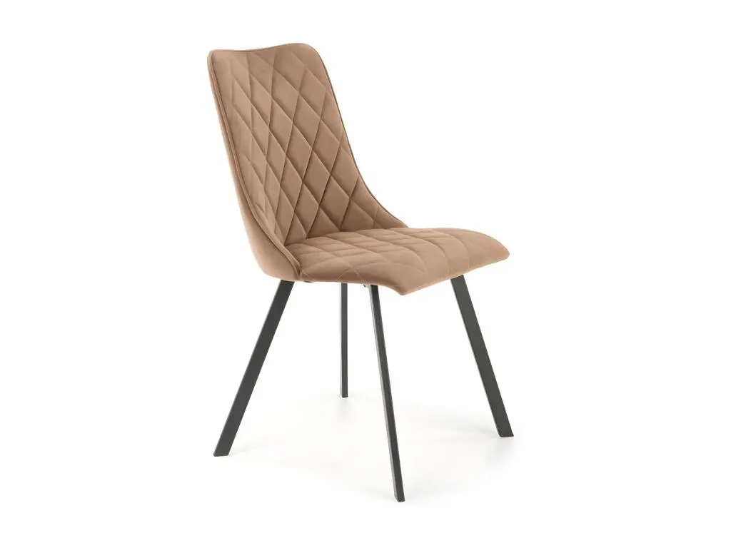 Chaise de salle à manger matelassée en velours beige Oduna