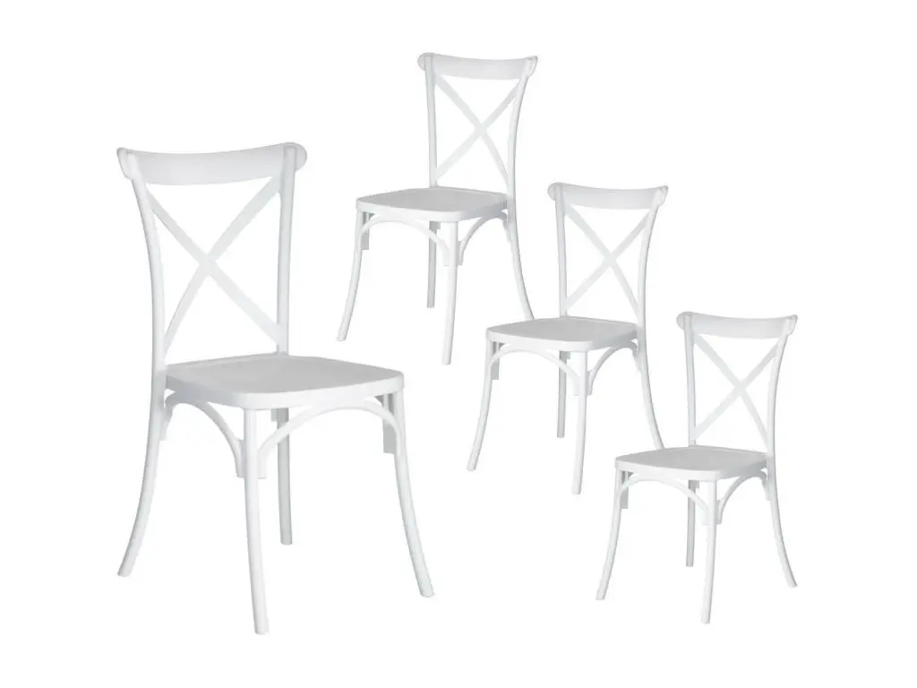 CLAIRIN - Lot de 4 Chaises Plastiques Blanches