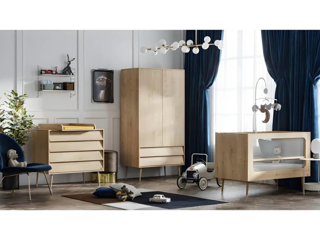 Chambre complète lit bébé - commode 4 tiroirs - armoire Bosque Bois
