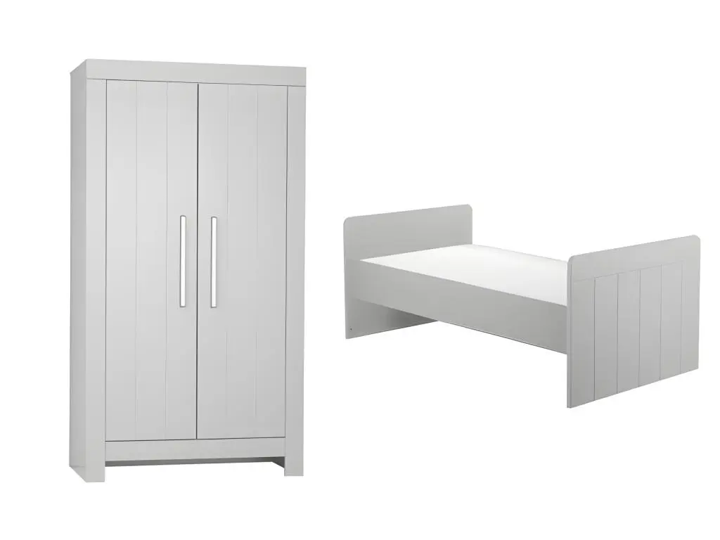 Lit bébé évolutif et Armoire Calmo Gris