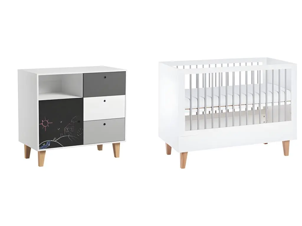 Lit bébé et Commode à langer Concept Noir