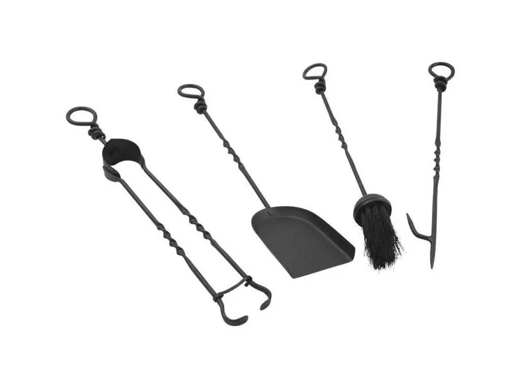Set de 4 accessoires de cheminée en fer forgé 46cm