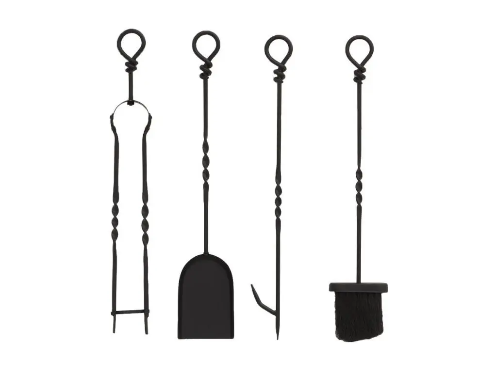 Accessoires de cheminée en fer forgé (Lot de 4)