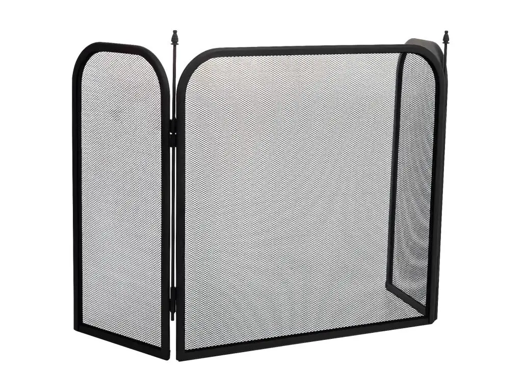 Pare-feu pour cheminée en métal noir 97x02x53h